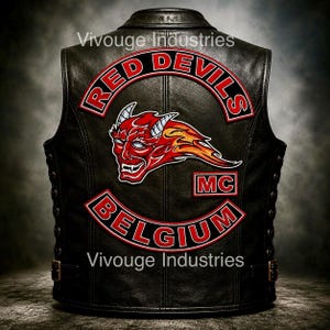 Rode Duivels België Geborduurde Biker Patch Set Grote Rugpatch Motorclub Stijl Vest Patch Custom Rider Jas Patch Strijkpatch