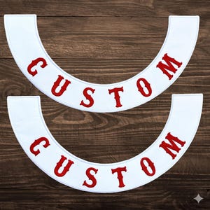 Custom Embroidered Biker Rocker Patches - Personalized Text Motorcycle Vest Patch - Top and Bottom Rockers - Custom MC Name Tag