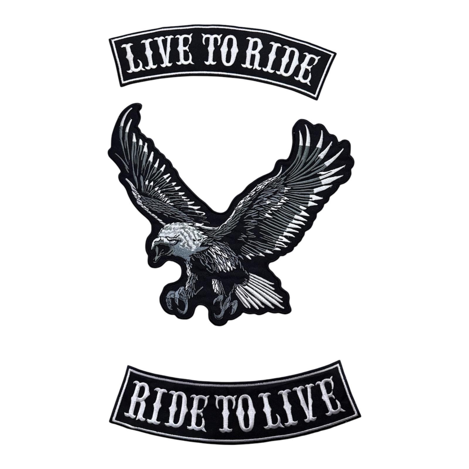 Live to Ride Ride to Live Back Patch Set - Large Embroidered 