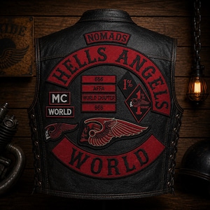 Hells Angels World Nomaden MC Aufnäher Set | Großer Rückenaufnäher für die Bikerweste | Motorrad Club Style Jacke Zurück Patch Custom Set