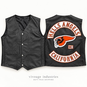 Hells Angels California MC Embroidered Back Patch Set Orange & White Biker Vest Patch Motorcycle Club Style Rocker Patch Custom MC Patch