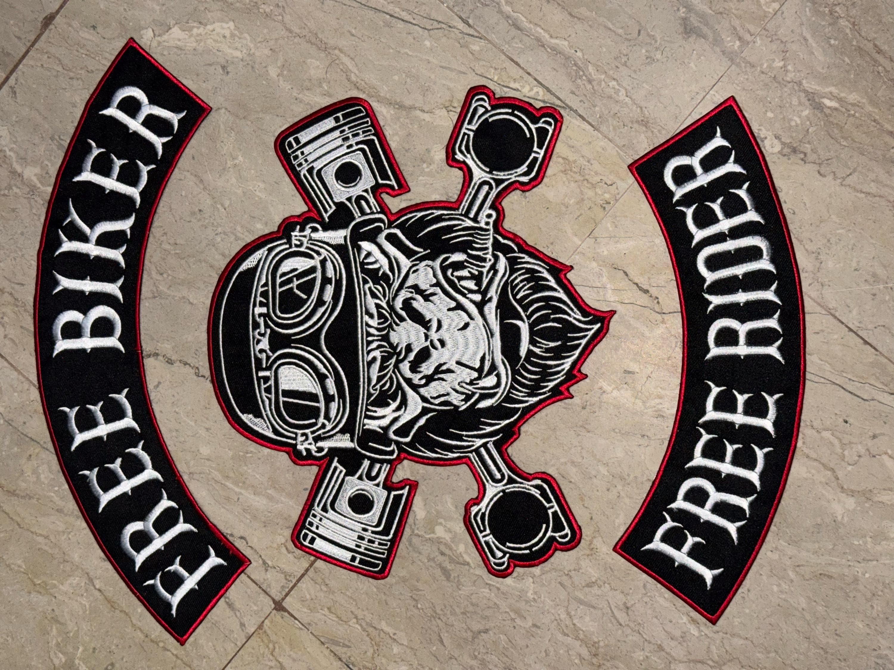 Large Gorilla Biker Patch Set Embroidered Free Rider Back Patch Iron on ...