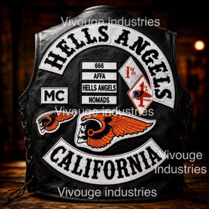 Hells Angels Style California Nomad Biker Back Patch Set Custom Motorcycle Club Vest Rocker Embroidered 35cm Patch