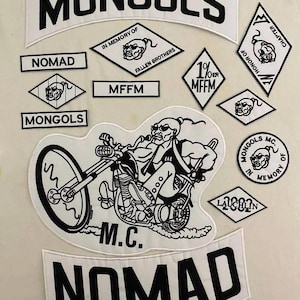Nomad 35 cm opstrijkbare patch grote geborduurde bikerjack achterkant motorrijder patch