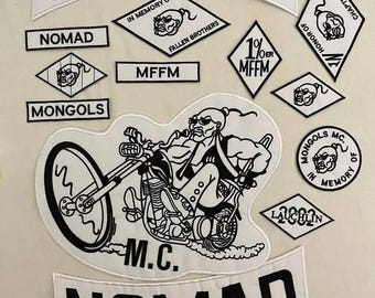 Nomad 35cm Iron-On Patch Large Embroidered Biker Jacket Back Motorcycle Rider Patch