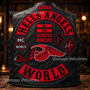 Hells Angels World Nomads MC Patch Set | Large Back Patch Embroidered Biker Vest Patch | Motorcycle Club Style Jacket Back Patch Custom Set