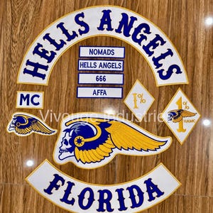 Hells Angels Florida Embroidered Back Patch Set Motorcycle Biker Vest Patch MC Rider Jacket Patch Custom Embroidery Patch