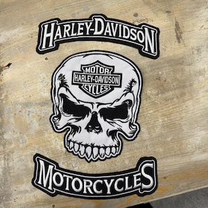 Aufnäher Set gestickte Biker Skull Aufnäher – Motorradweste, Jacke, Ausrüstung (Aufbügeln) Stickerei große Aufnäher