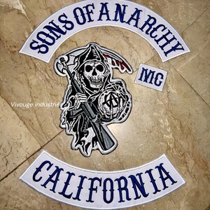 Sons of Anarchy Grim Reaper MC Patch Set | California Biker Vest Sew On Applique