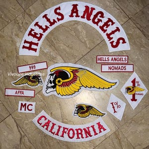 Hells Angels California Biker Aufnäher Set: MC Weste Jacke Sew-On Wings Skull