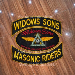 Parche personalizado bordado de Widows Sons Masonic Biker con diseño de triángulo de ojo alado, aplique para chaleco de motociclista, parche de alta calidad para coser.