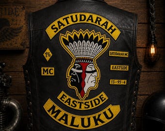 Satudarah MC Full Back Patch Set - Embroidered Biker Vest Colors