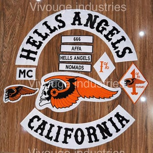 Hells Angels Style California Nomaden Biker Rücken Patch Set Benutzerdefinierte Motorrad Club Weste Rocker Gestickter 35 cm Aufnäher