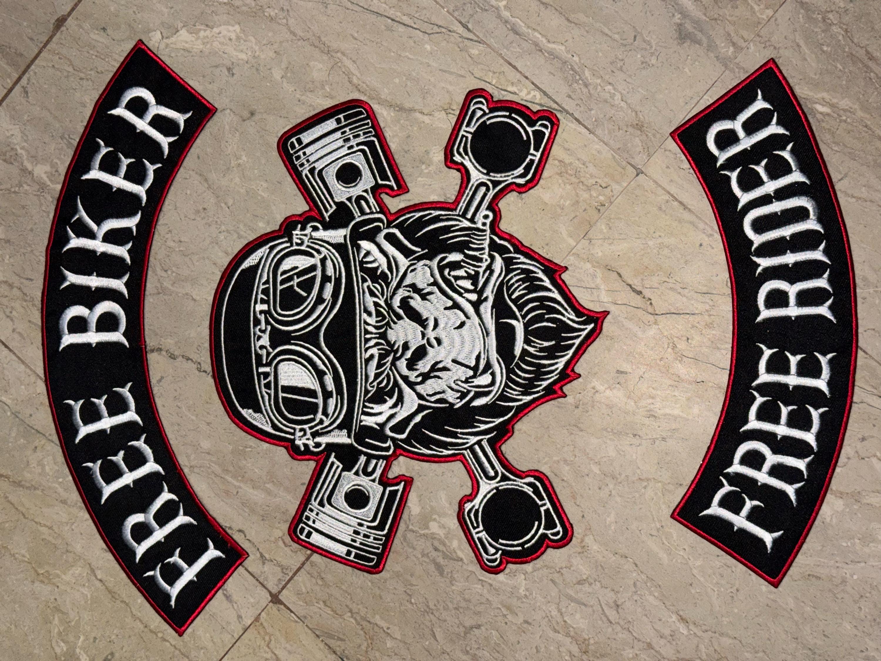 Gread Ruff Rider Patch Large Gorilla Biker Patch Set Embroidered Free Rider Back Patch Iron on ...