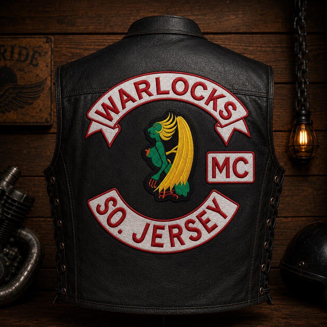 Warlocks Custom 4-piece Motorcycle Club Patch Set Large Embroidered ...