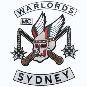 Warlords MC Sydney Patch Set Winged Skull & Crossed Maces Embroidered Back Patch Motorcycle Club Biker Vest Rockers Sew On Applique