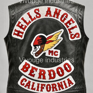 Hells angels berdoo California Embroidered Motorcycle Back Patch Set 3 Piece Biker Vest Rockers, Personalized Skull Wing Sew-On Jacket Patch