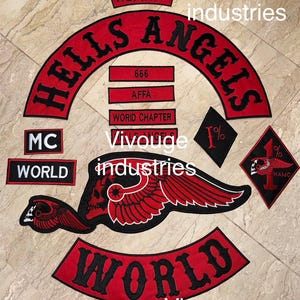 Hells Angels World Nomads MC Patch Set | Large Back Patch Embroidered Biker Vest Patch | Motorcycle Club Style Jacket Back Patch Custom Set