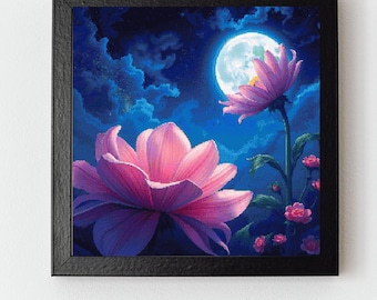 Patrón de punto de cruz "Flores a la luz de la luna" en PDF