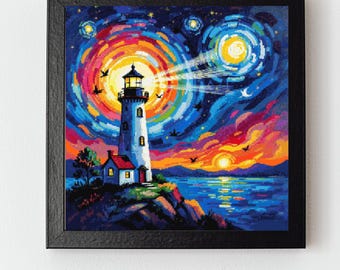 Patrón de punto de cruz "Donde las estrellas se encuentran con el mar" en PDF