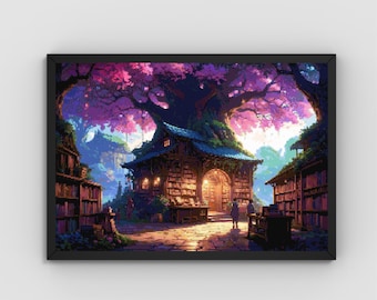 Patrón de punto de cruz de la Biblioteca del Bosque Encantado (PDF)