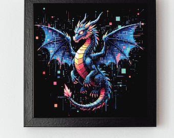 Patrón de punto de cruz de Cyber Dragon en PDF