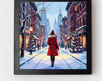 Patrón de punto de cruz en PDF: Paseo invernal por la ciudad