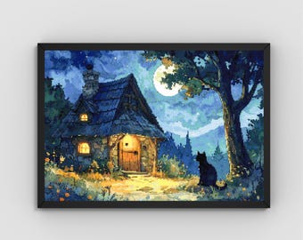 Patrón de punto de cruz "La cabaña al final del bosque" en PDF