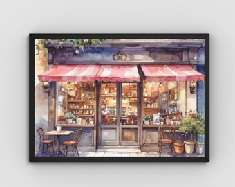 Patrón de punto de cruz de cafetería callejera con encanto (PDF)