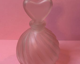 詰め替え可能な香水ボトル、フロストピンクのガラス製、1980年代のヴィンテージ、日本製