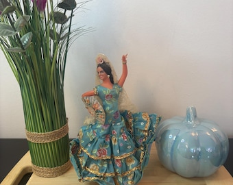 Poupée danseuse de flamenco espagnole de marin Chiclana vintage fabriquée en Espagne