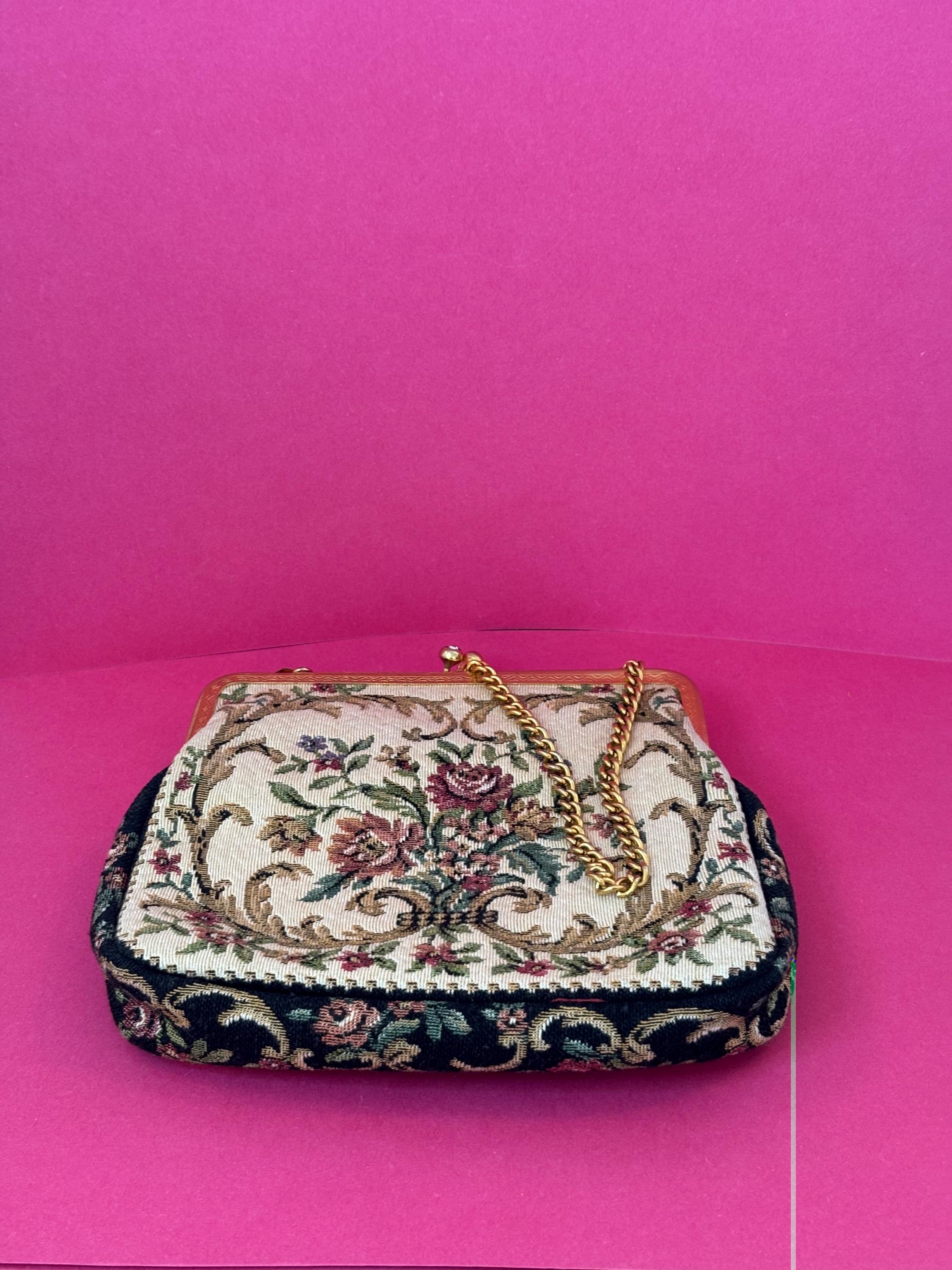 Sac à Vêtements Vintage St. Michael - Tapisserie Florale Bleue - Porte Costume/Robe