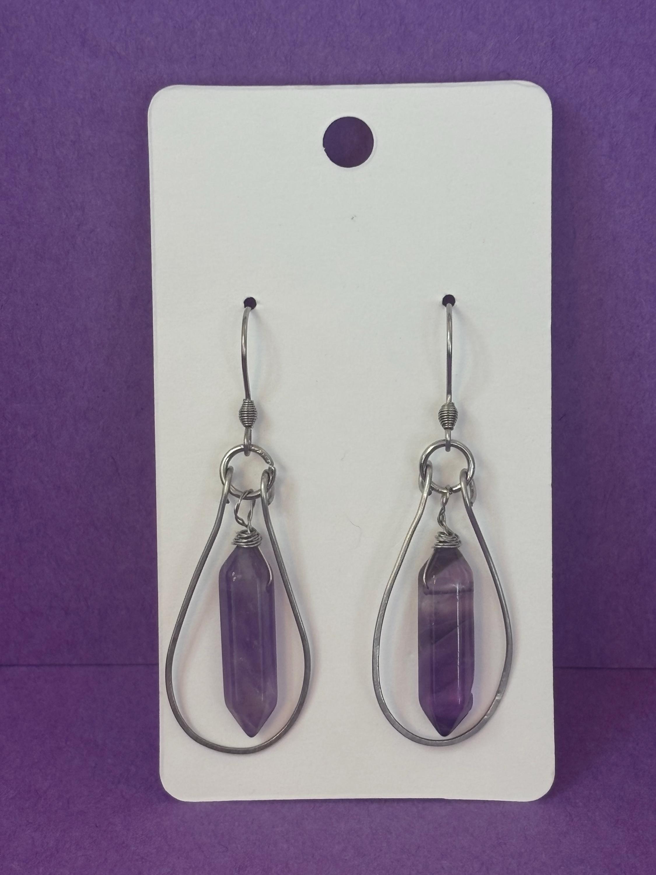boucles d'oreilles pendantes goutte couleur argent et beige champagne - FRANCE