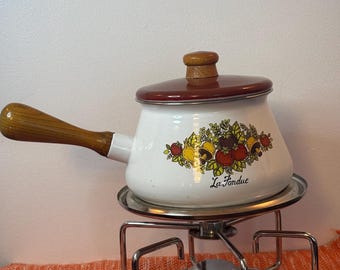 Corning Ware Spice of Life fondueset, vintage jaren 70, gemaakt in Japan.