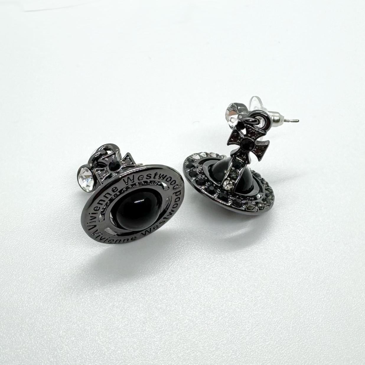 Vivienne Westwood Black Orb Earrings - Etsy