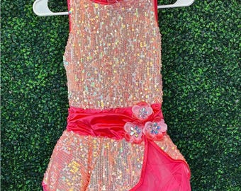 Weissman Pink and Silver Sequin Dance Costume