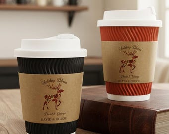 Personalized Coffee Sleeves for Weddings, Christmas , Events | Bulk Wraps for Coffee Shops, Bridal Favors & Holiday Parties