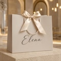 Personalized Wedding Gift Bags, Custom Name Bridesmaid Gift Bag, Ribbon Tie Party Favor Bags, Christmas Holiday Present Bag