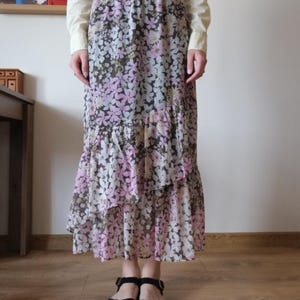 Only Romantic Floral Midi Skirt Skirt With Ruffles Size M