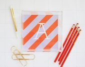 Pencil Shavings Lucite Tray - Monogram Rugby Stripe