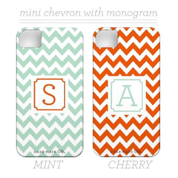 Monogrammed Chevron iPhone 5 Case with Monogram/Initial - also for Iphone 4