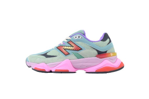 New Balance 9060 'Warped' Multicolor Chunky Sneakers: Retro Streetwear