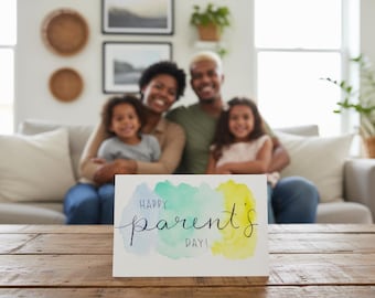 Happy Parent's Day Card | LGBTQ+ Inclusive | Gender Neutral Watercolor | Modern Family Celebration Card | New Parents | Genderless