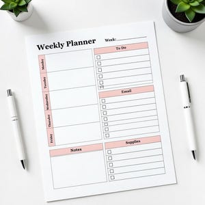 Weekly Planner Printable US Letter & A4 | Monday to Friday Planner | Christmas Weekly To-Do List | Minimalist Productivity Planner image 1