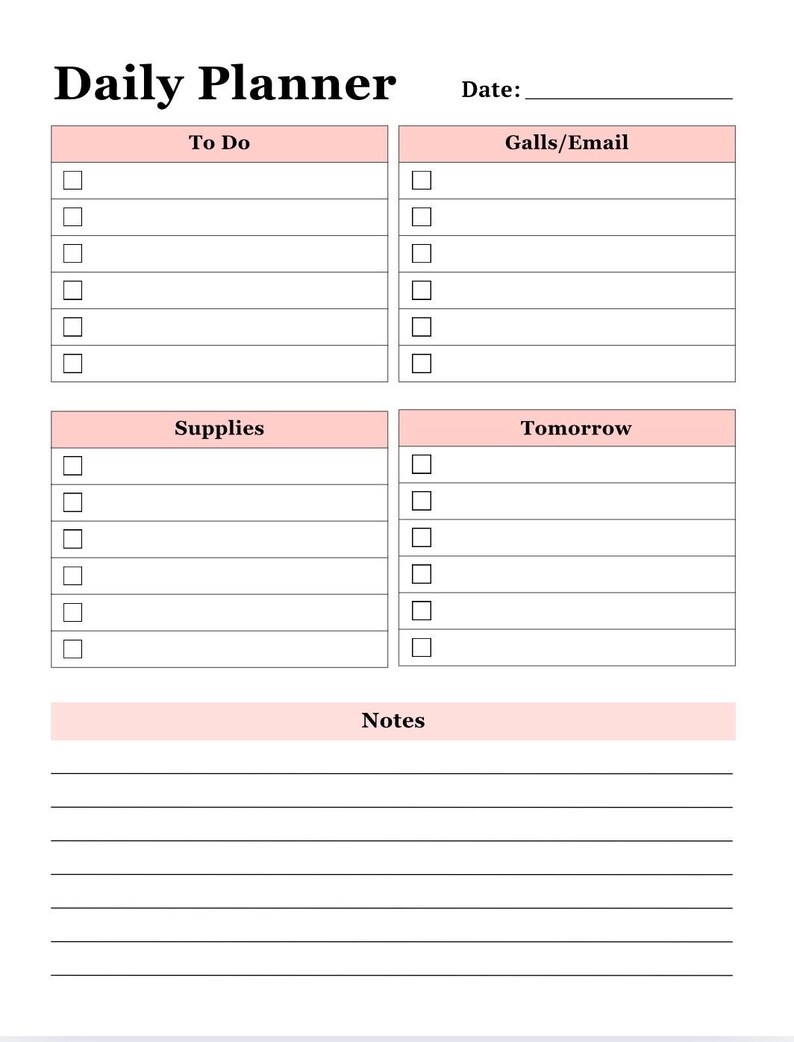 Daily Planner Printable – Daily To-Do List PDF (US Letter & A4) | Minimalist Productivity Planner | Instant Download image 1