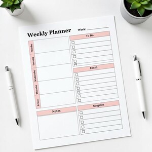 Daily, Weekly & Monthly Planner Printable | Productivity Planner PDF | Minimalist Planner | To Do List | Work Planner | Instant Download