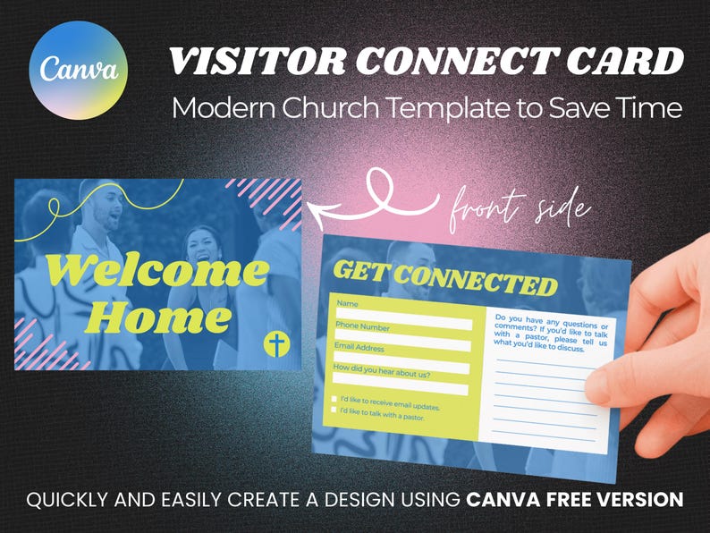 Church Visitor Connect Card Canva Template | Editable Guest Form - Etsy