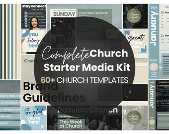 Mallar för kyrkans Canva | Komplett grafikpaket för kyrkan (digital nedladdning)