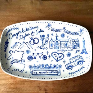 Hand Painted Custom Porcelain Wedding Anniversary Birthday Memory Occasion Personalised Platter