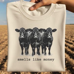 Smells Like Money Cattle Ranch PNG | Preppy Westerner Aesthetic Shirt Design | Funny Cow Lovers | Western Country Graphic | Digital Download